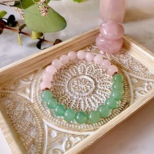 🆕New Rose Quartz & Green Aventurine Healing Gemstone Bracelet 8mm